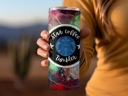 Star Coffee Tumbler with Galaxy Design