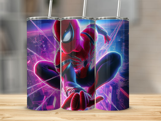 Spider-Man Neon City Tumbler Cup for Superhero Fans