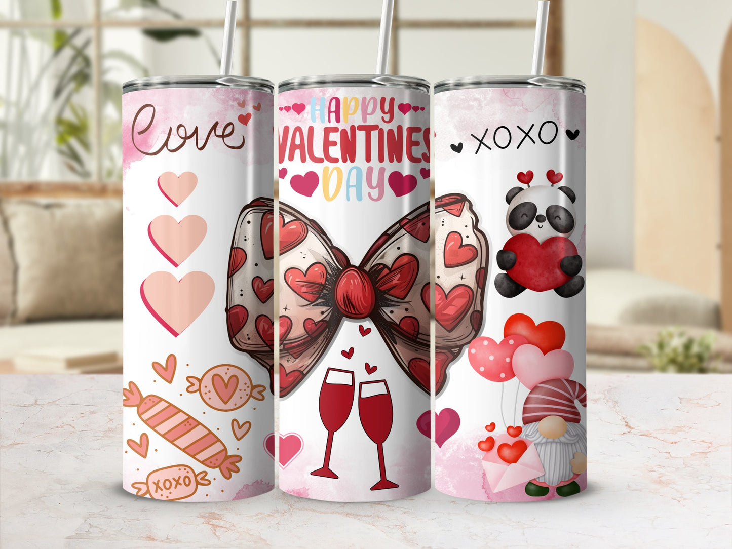Love Hearts and Valentines Design Tumblers