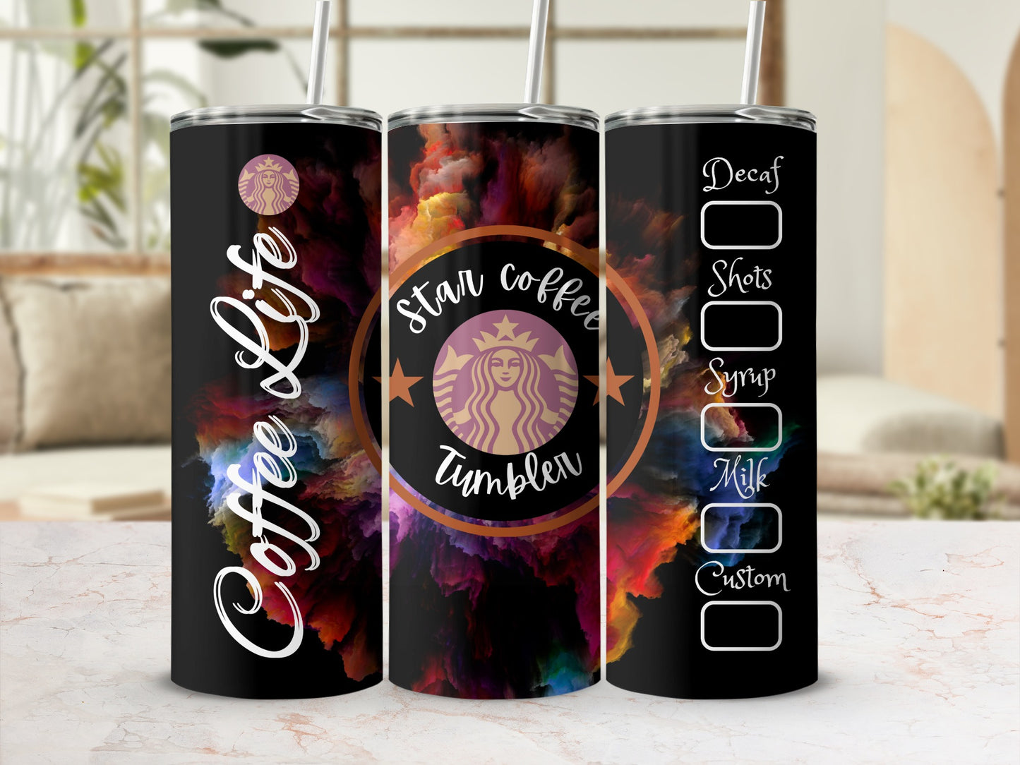 Star Coffee Tumbler Coffee Life Design 20oz Flask