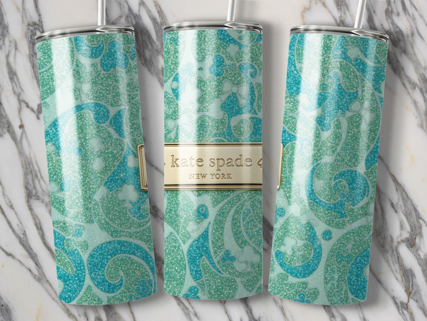 Inspired By Fabulous Turquoise Sparkle Kate Spade Inspired Design New York Tumblers