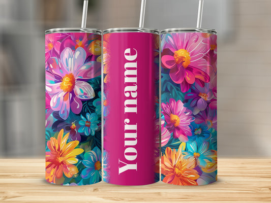 Personalized Floral Insulated Tumbler Drinkware Flask