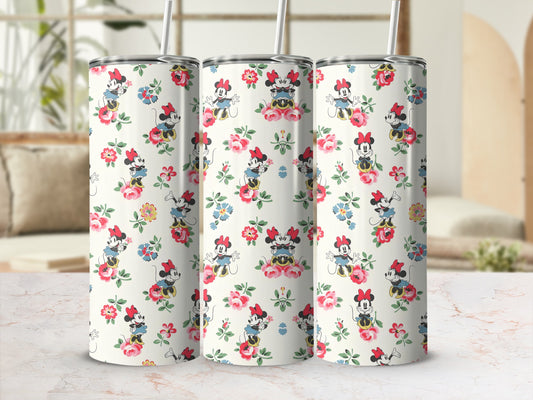 Floral Cartoon Character Pattern Insulated Tumbler Cup