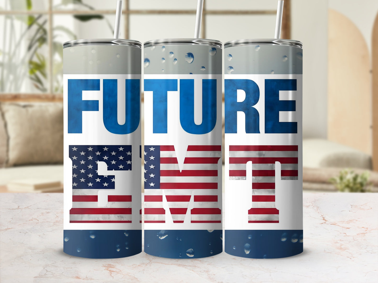 Future EMT American Flag Design Tumbler