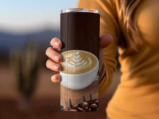 Coffee Art Tumbler with Latte Design Drinkware