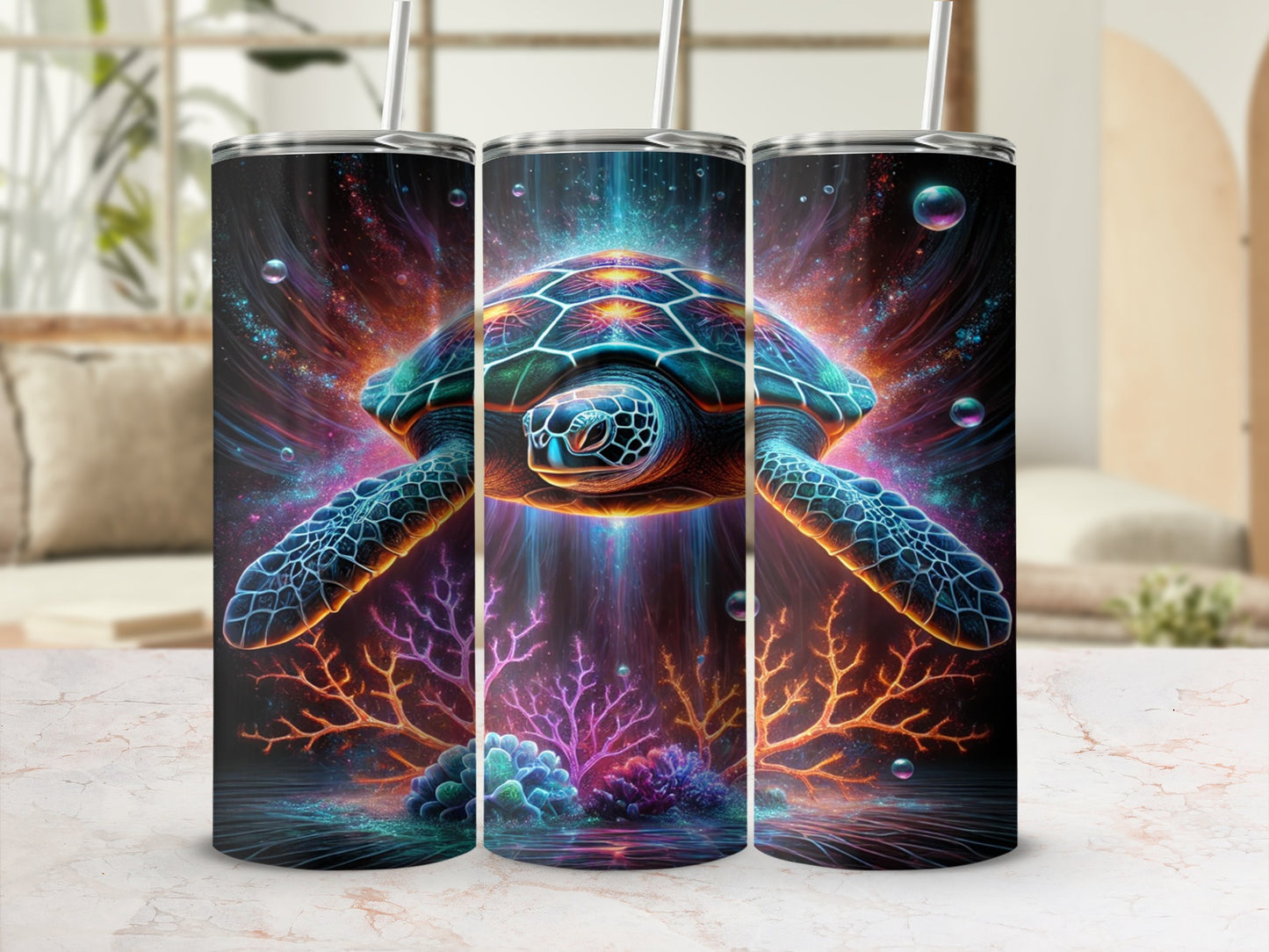 Colorful Sea Turtle Artwork Insulated Tumbler Product