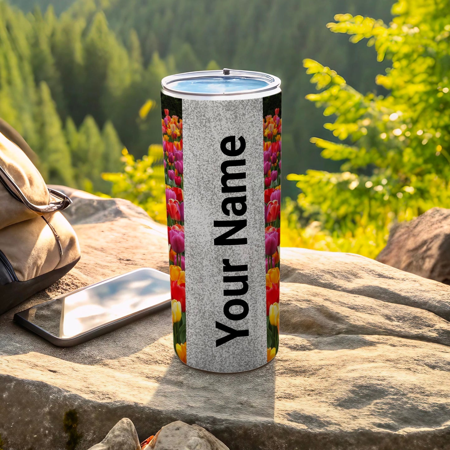 Customizable Floral Pattern Tumbler with Your Name