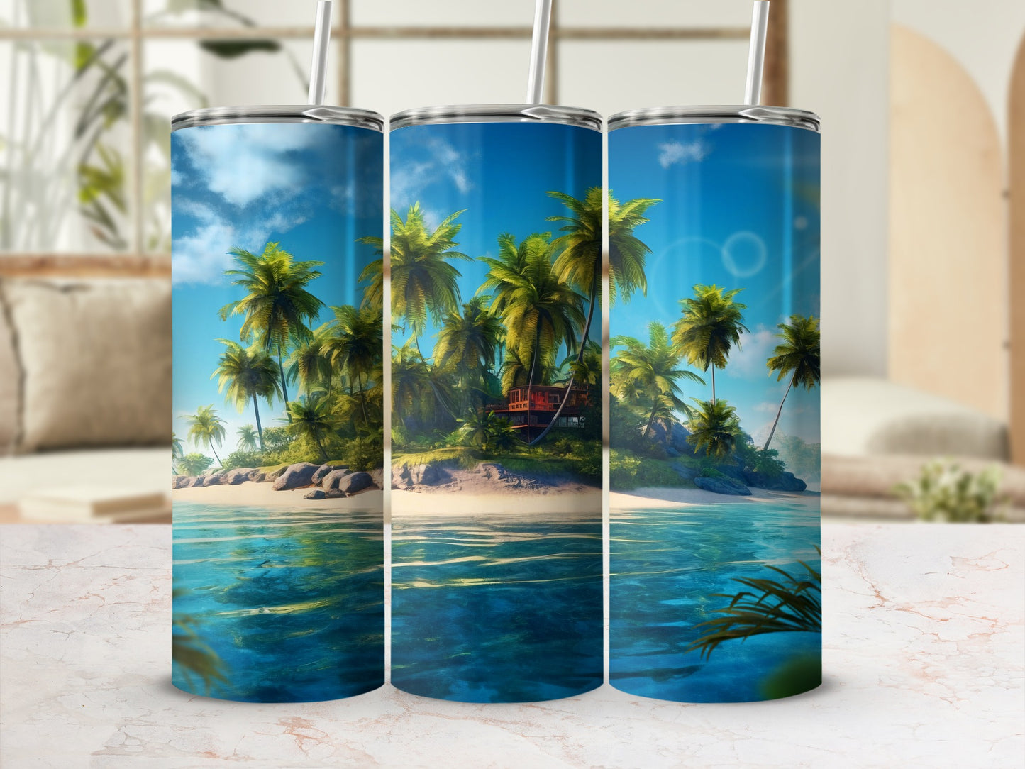 Tropical Beach Scene Insulated Tumbler Cup Product