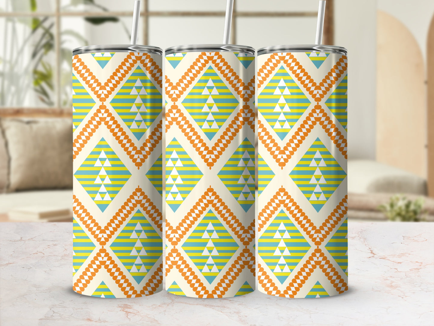 Colorful Geometric Pattern Tumbler Cup Design