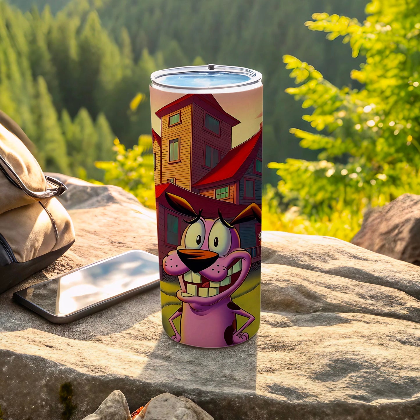 Courage The Cowardly Dog Tumbler with Colorful House Scene