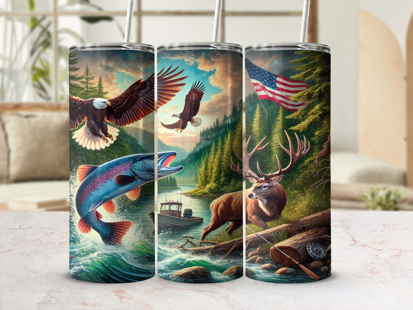 Scenic Wildlife Tumbler with Nature and Animal Art