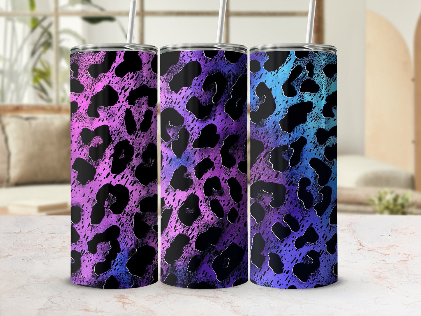 Vibrant Leopard Print Gradient Tumbler Drinkware Item