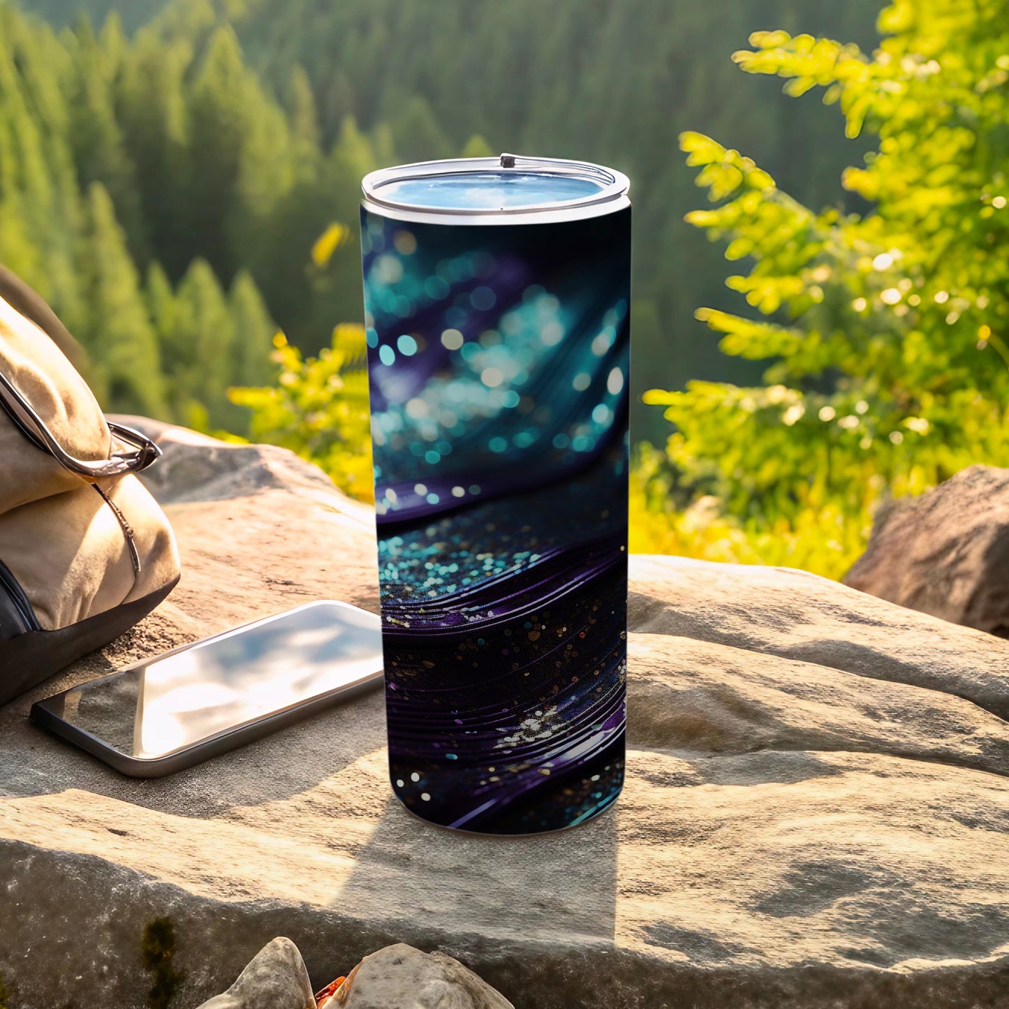 Shimmering Bokeh Night Abstract Galaxy Tumbler product type