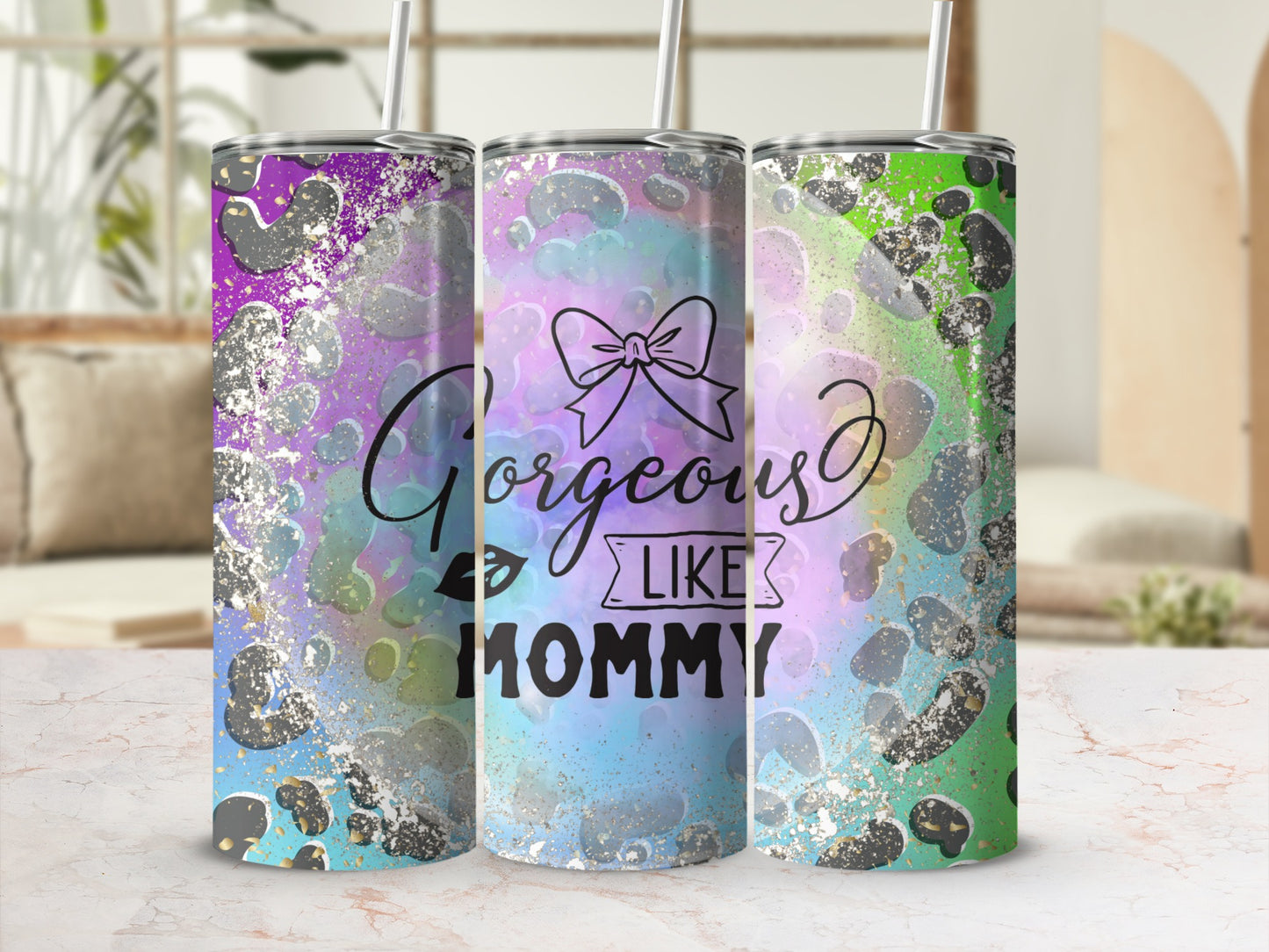 Gorgeous Like Mommy Leopard Print Tumbler Cup