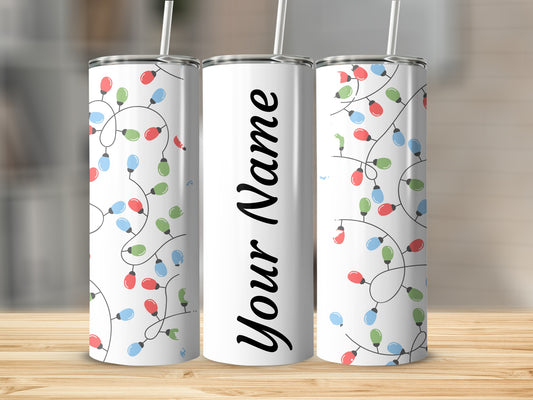 Personalized Christmas Lights Tumbler Custom Name