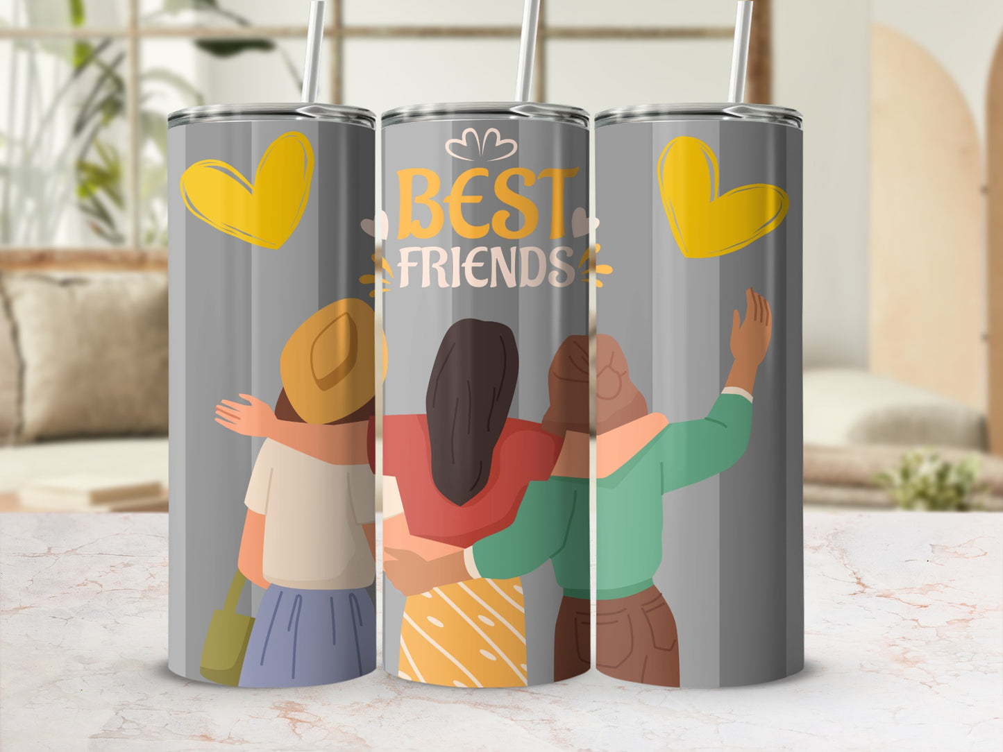 Heartwarming Best Friends Design on Drink Tumbler