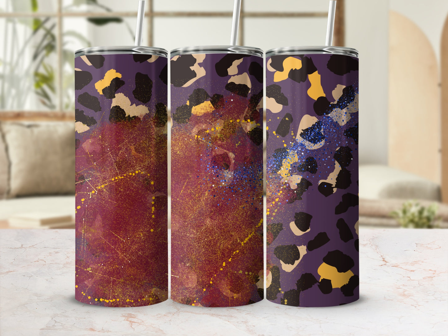 Abstract Leopard Print Design Stainless Steel Tumbler