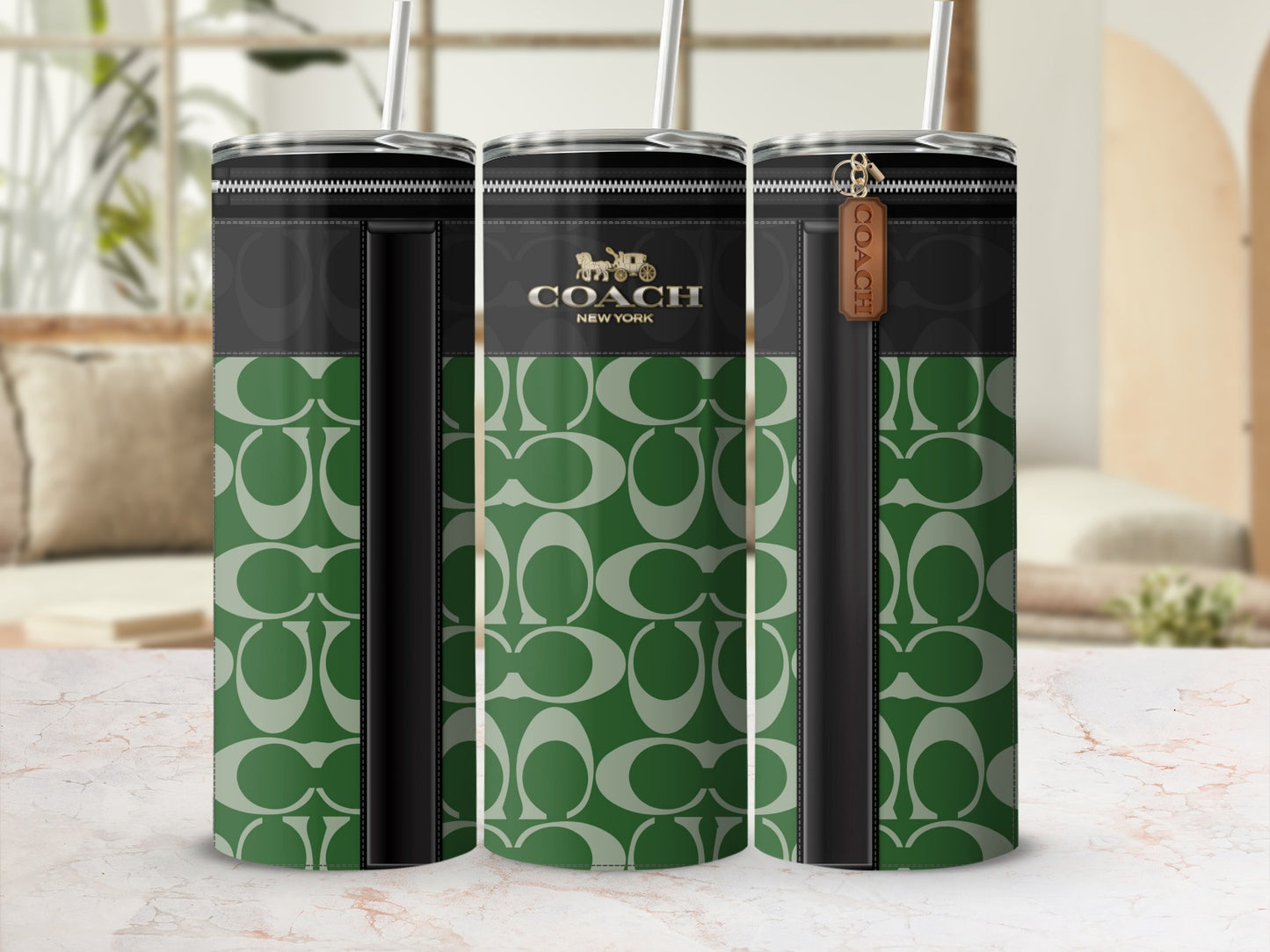 Green and Black Designer Tumbler with Logo Design
