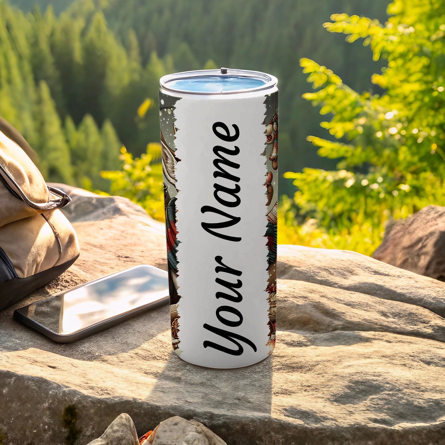 Customized Feather Your Name Travel Tumbler Cup