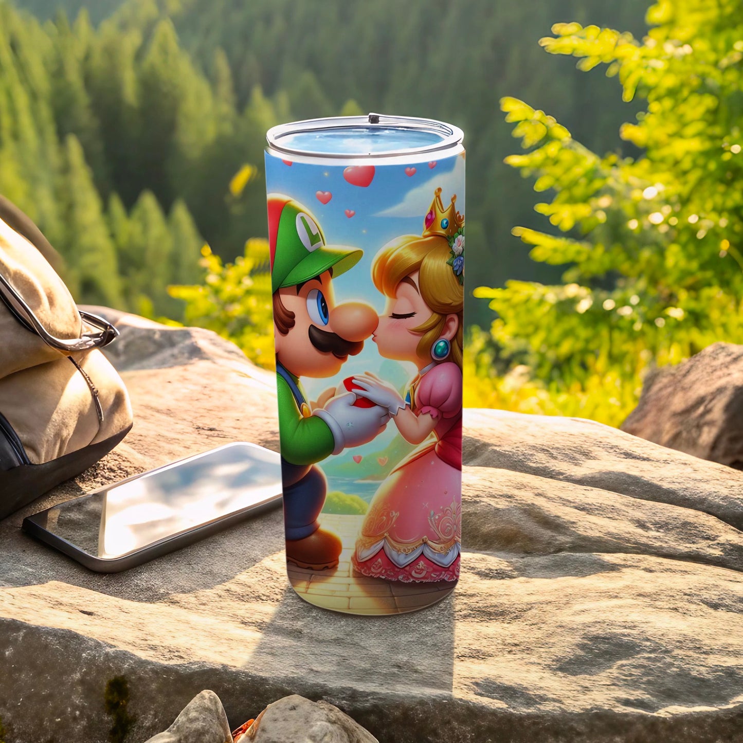 Charming Luigi and Princess Design Travel Tumbler