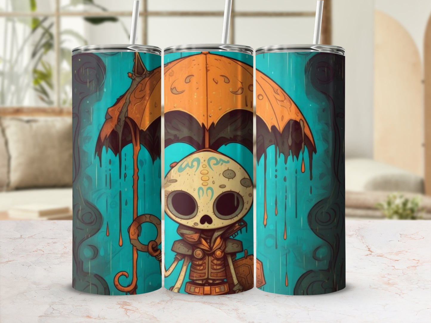 Skeleton Under Umbrella Art Insulated Tumbler Product