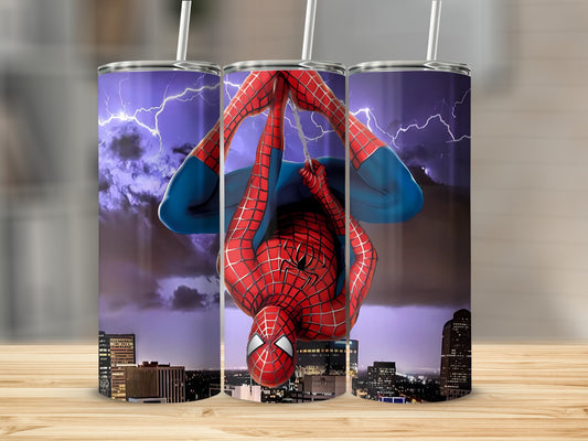 Spider-Man skyline lightning scene tumbler product
