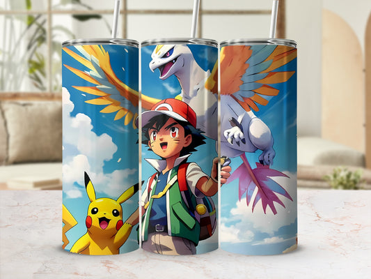 Anime Design Tumbler with Colorful Characters and Animals