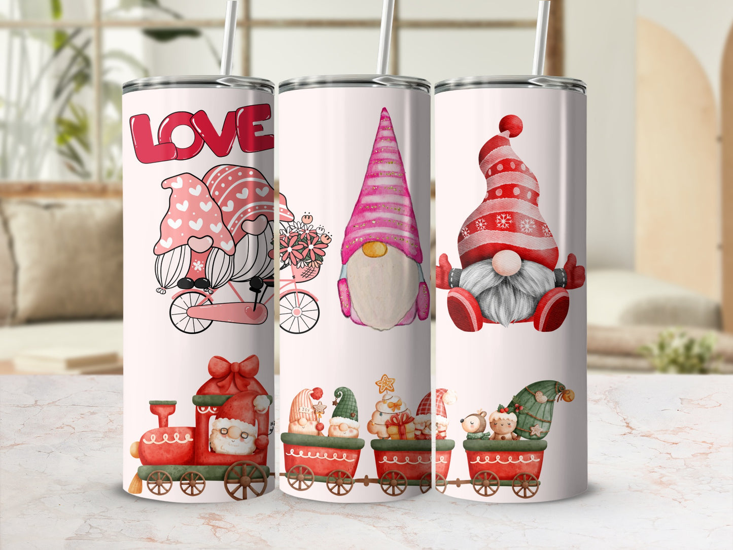 Christmas Gnome Tumbler Cup Holiday Drinkware Gift