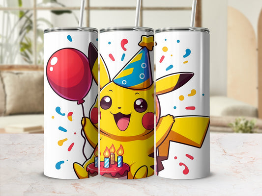 Adorable Pikachu Birthday Party Stainless Steel Tumbler