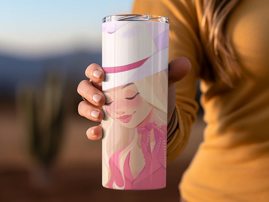 Cowgirl Doll With Palm Trees Background For Adults Tumblers