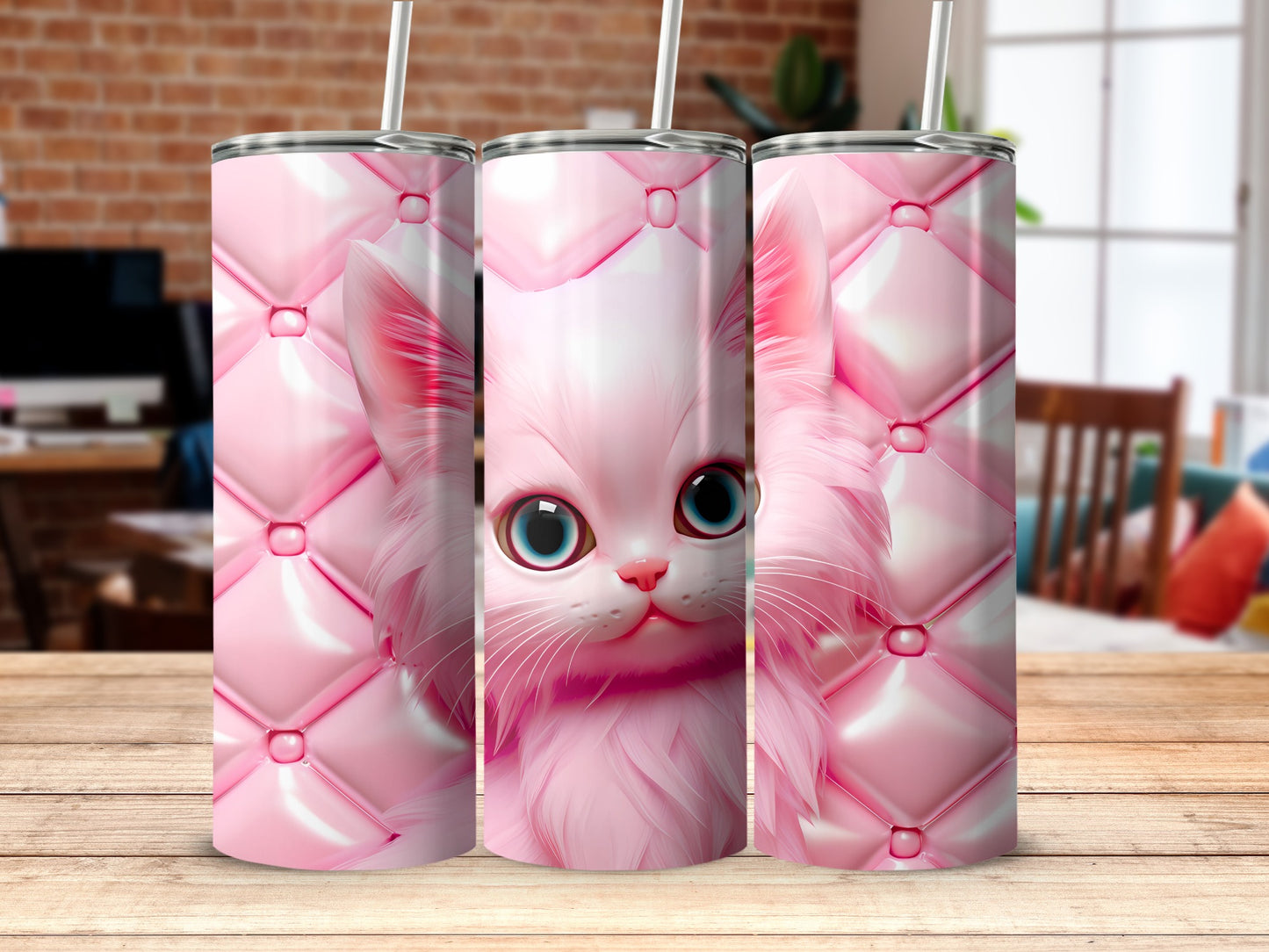 Adorable Pink Cat Large Eyes Quilted Pattern Cute product type
Pink cat
Cute cat
Kitten design
Fluffy cat
Big eyes
Cartoon cat
Animal print
Quilted design
Pink pattern
Kawaii cat
Tumbler wrap
Drinkware design
Pet art
Feline artwork
Glossy finish
Girly design
Aesthetic design
Unique print
Digital art
Product wrap