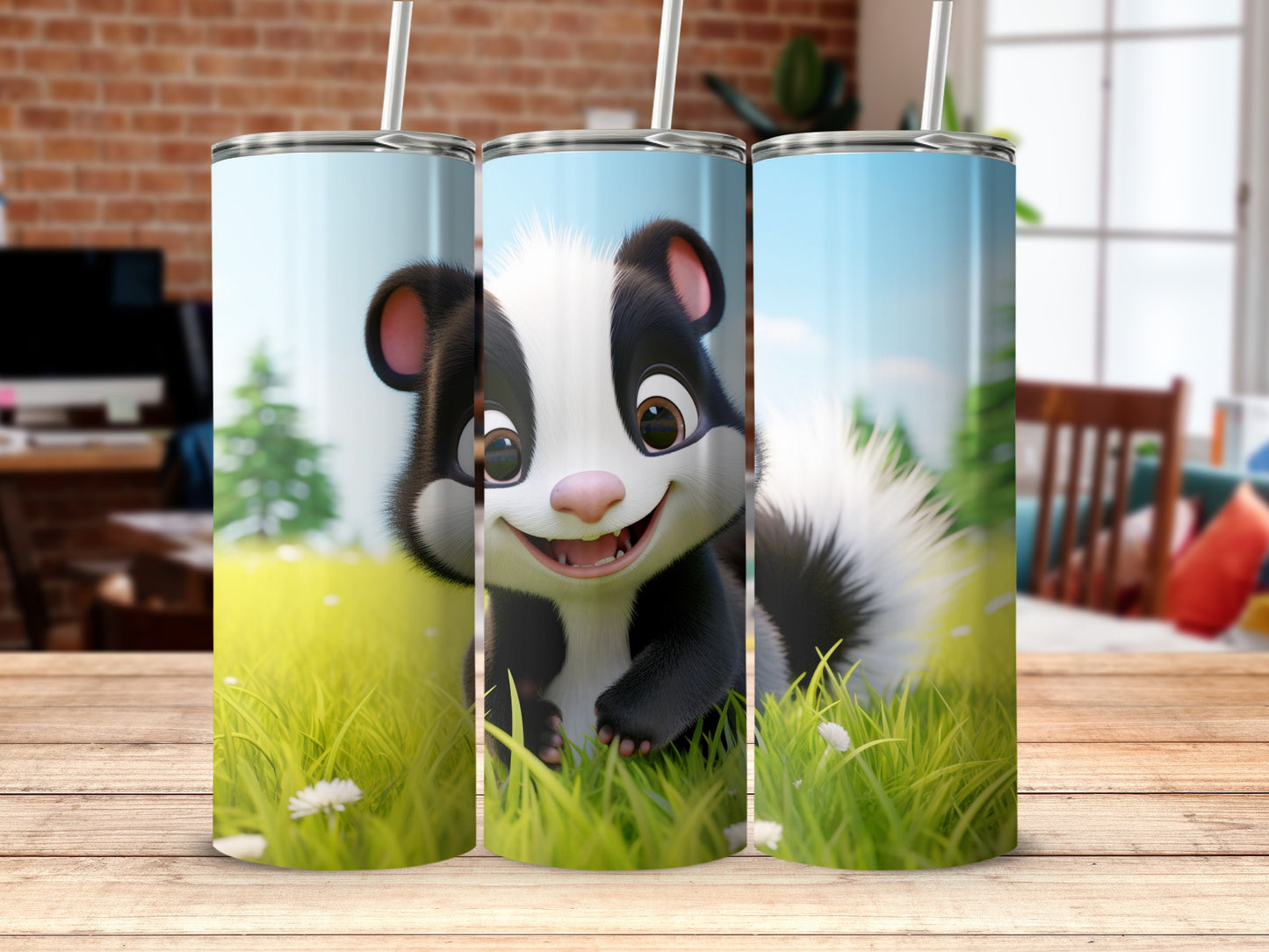 Adorable Skunk Artwork on Tall Tumbler Drinkware