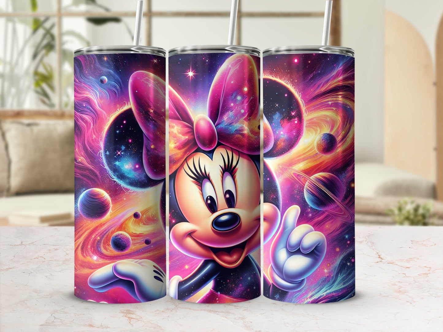 Minnie Mouse in Cosmic Galaxy Theme Tumbler Product