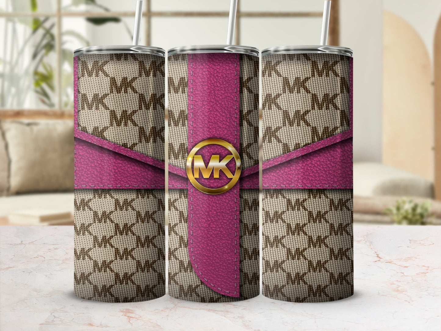 Stylish Designer Patterned Tumbler With Monogram Logo