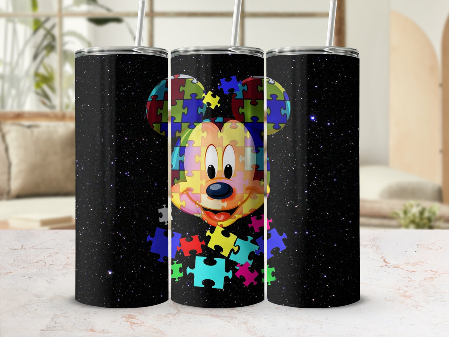 Mickey Mouse Puzzle Design Insulated Tumbler