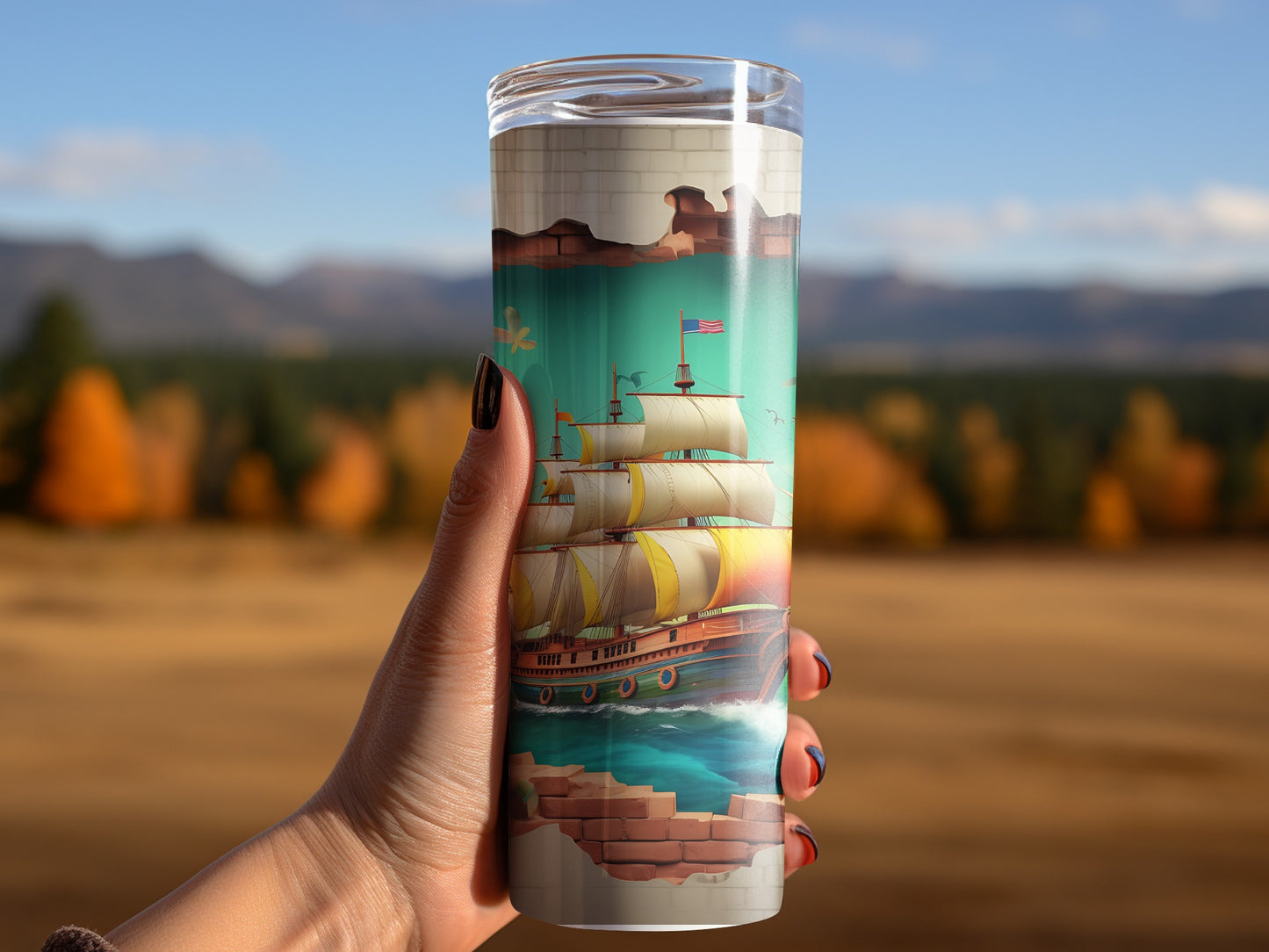 Vintage Sailing Ship Scenic Travel Tumbler