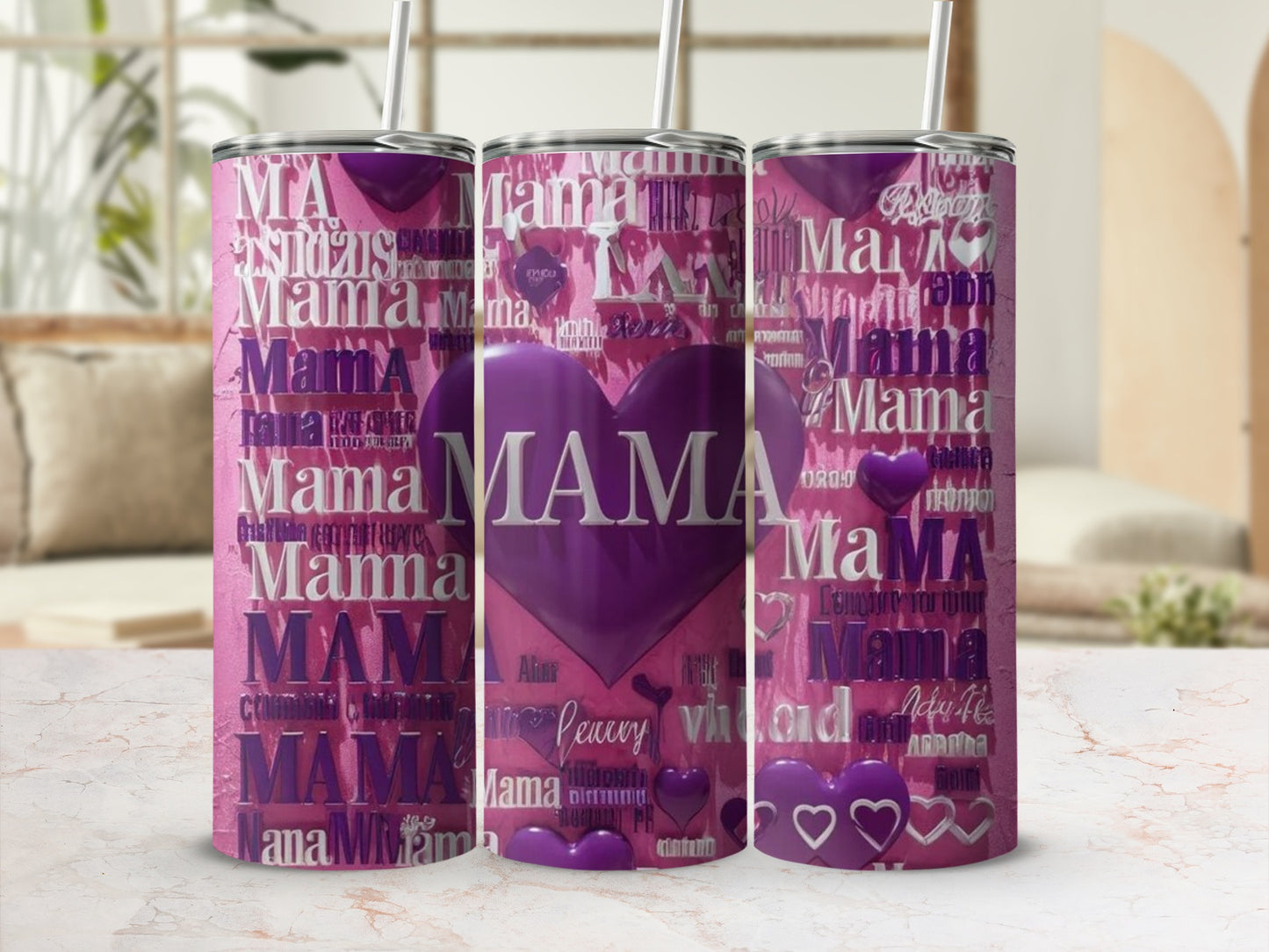 Purple Heart Mama Themed Insulated Tumbler Gift