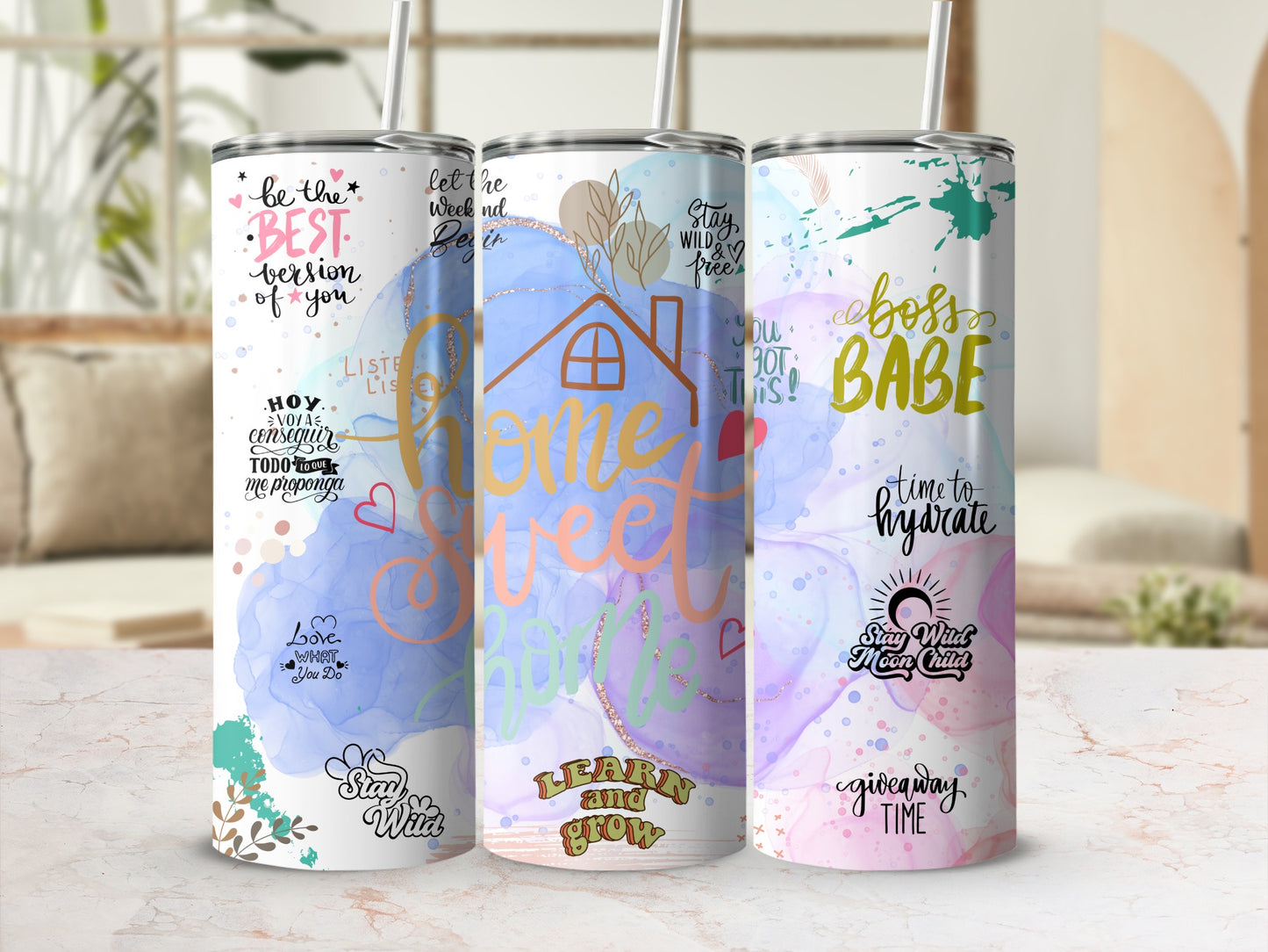 Inspirational and Motivational Quote Tumblers Set for Hydration
