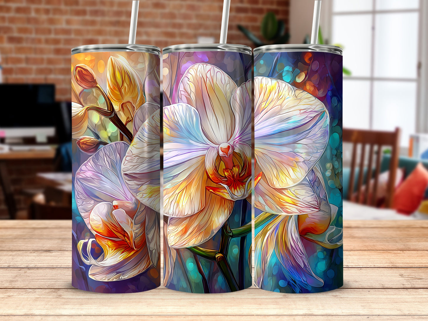 Stunning Floral Orchid Art Insulated Tumbler Product