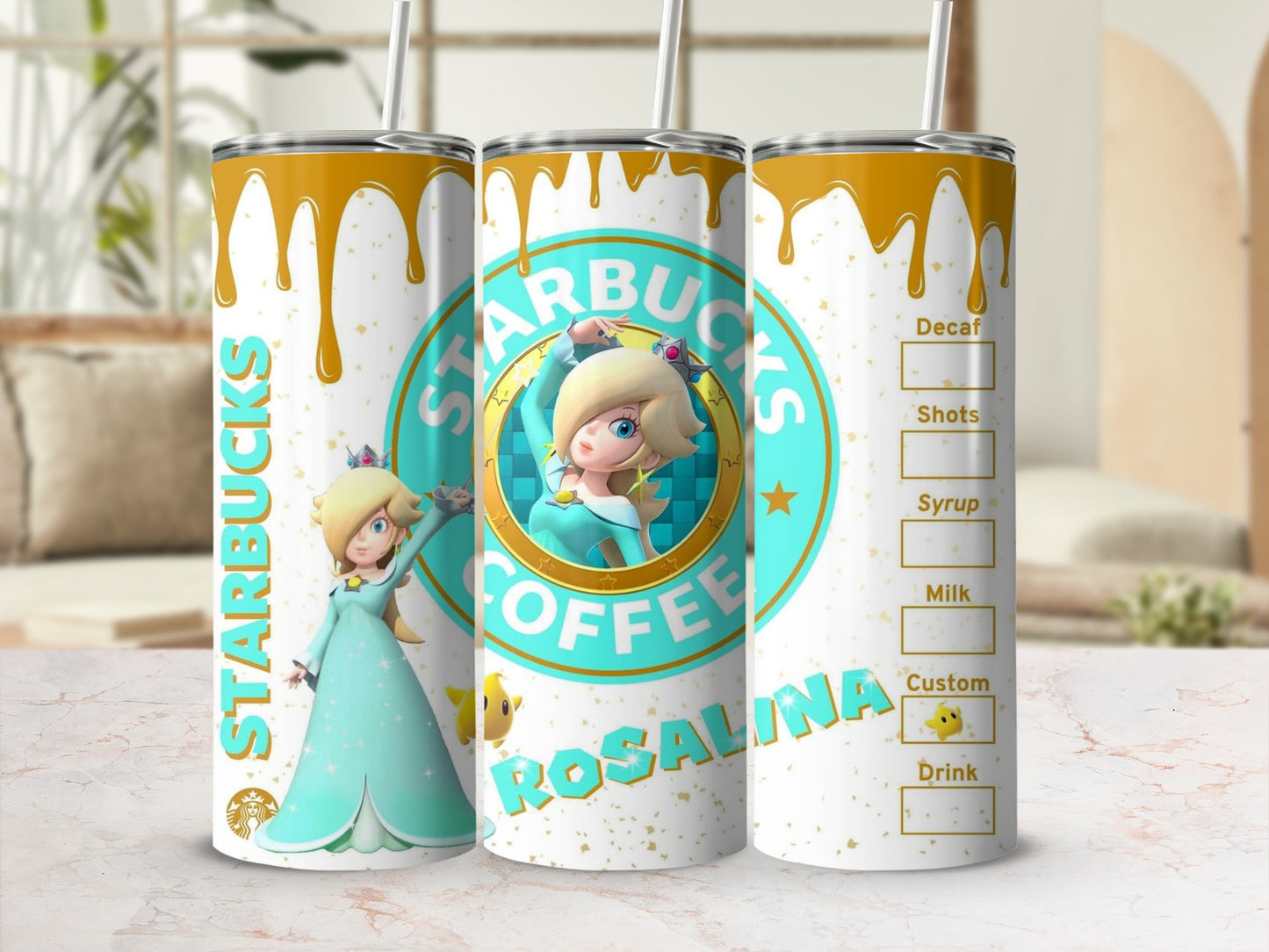 Custom Starbucks Coffee Tumbler with Rosalina Design