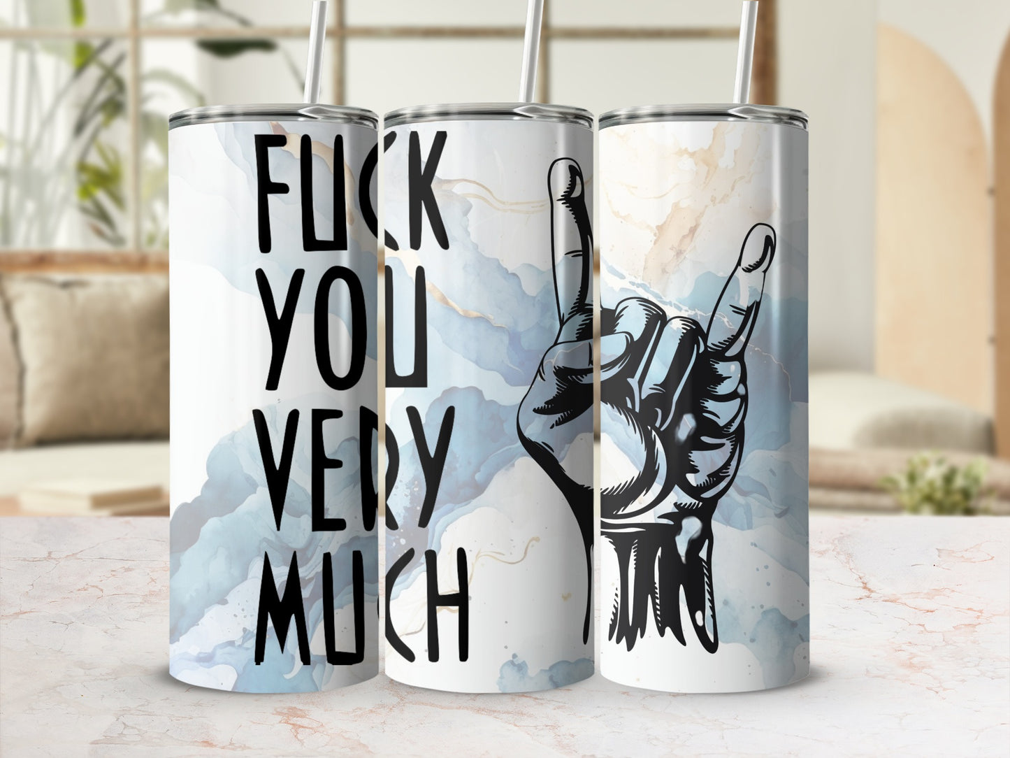 Fuck You Very Much Tumbler with Hand Gesture