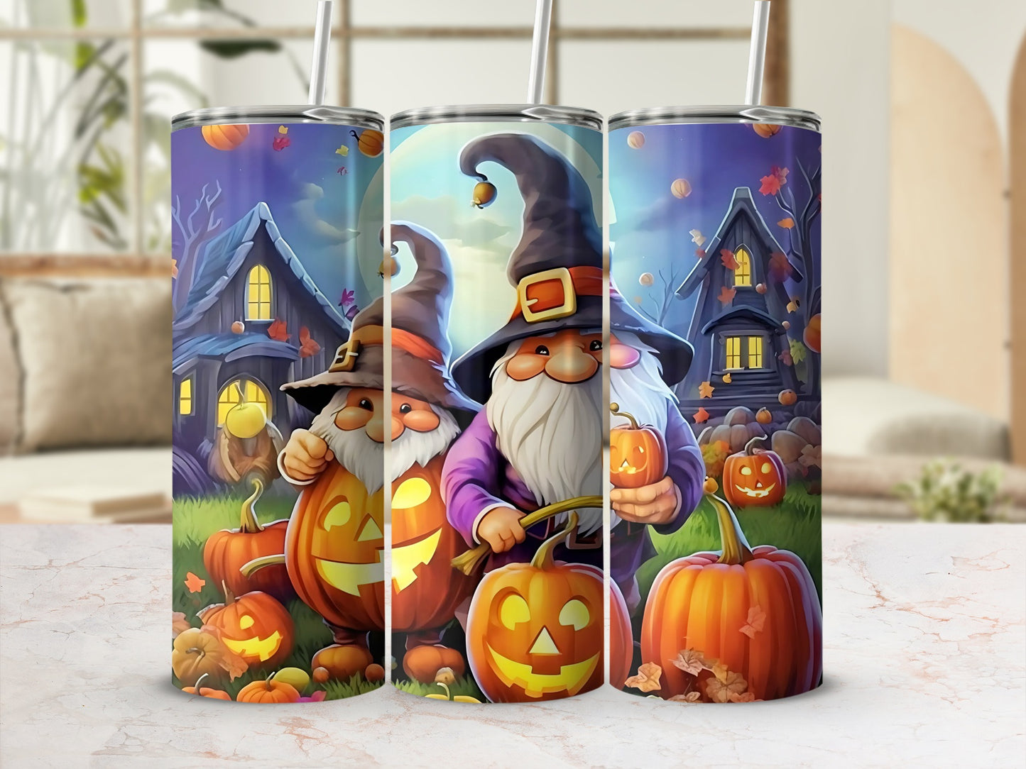 Halloween Gnomes and Pumpkins Tumbler for Halloween