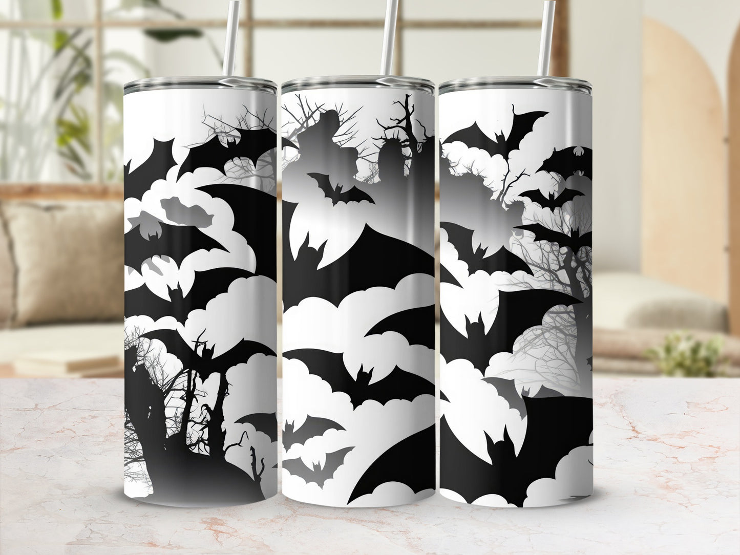 Halloween Bats and Clouds Graphic Tumbler Product