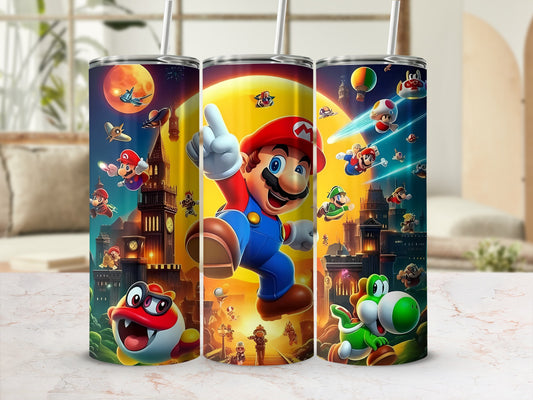 Vibrant Retro Video Game Character Tumbler