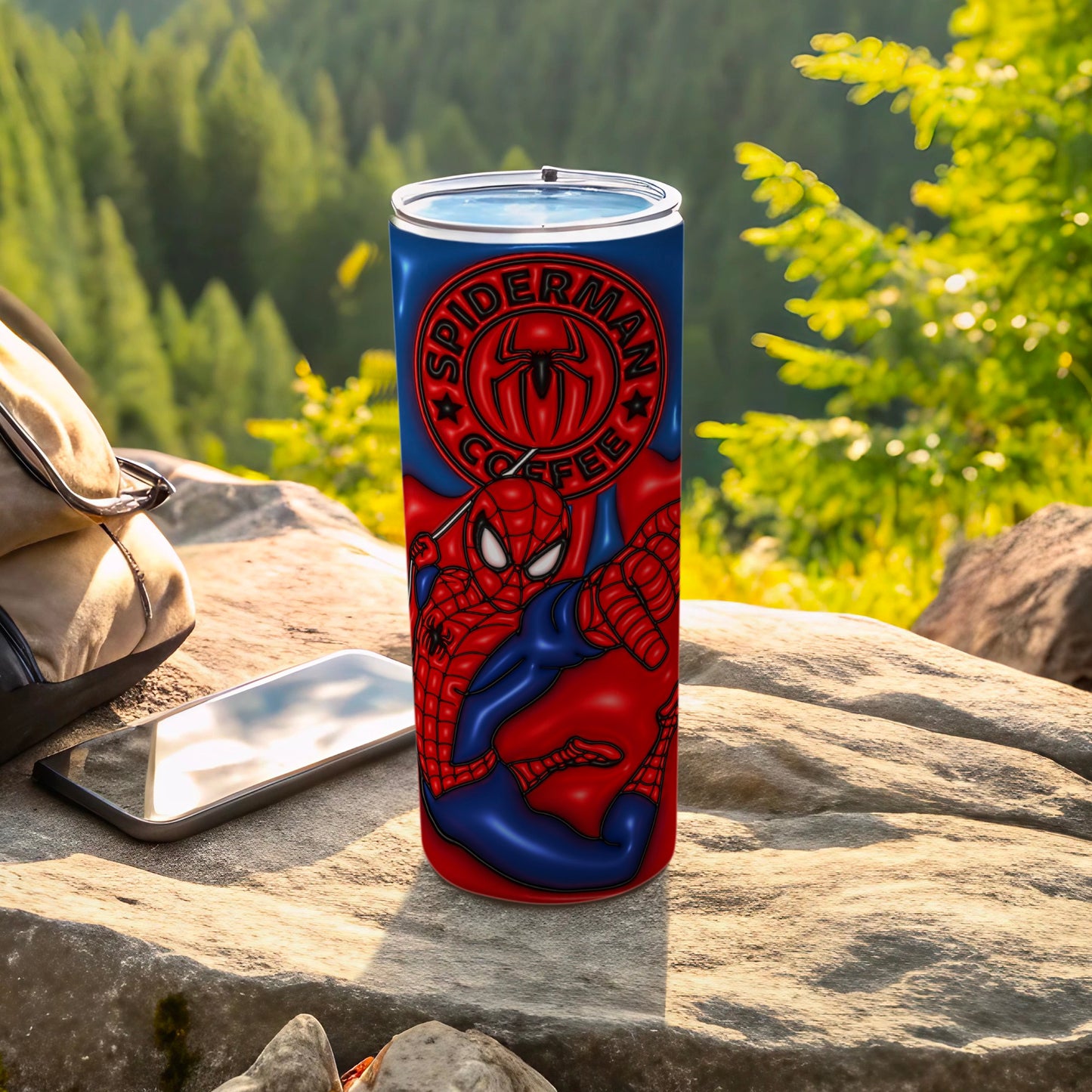Spiderman Coffee Tumbler with Spider Logo Design