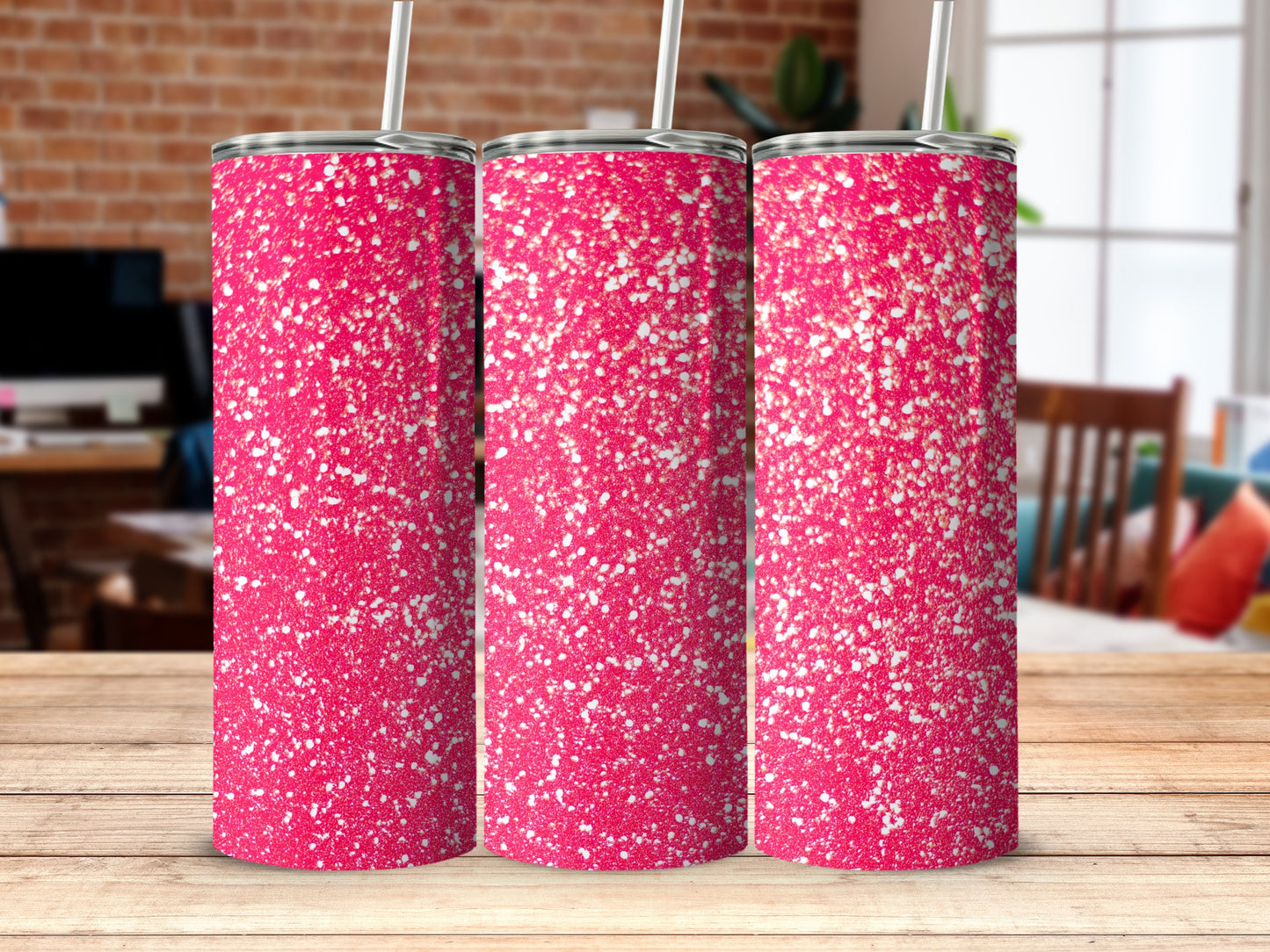Sparkling Pink Glitter Design Insulated Tumbler
