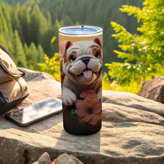 Cute Bulldog Flowers Nature Scene Happy Smile product type