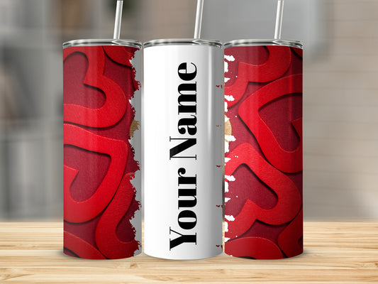 Customizable Red Hearts Personalized Tumbler Product