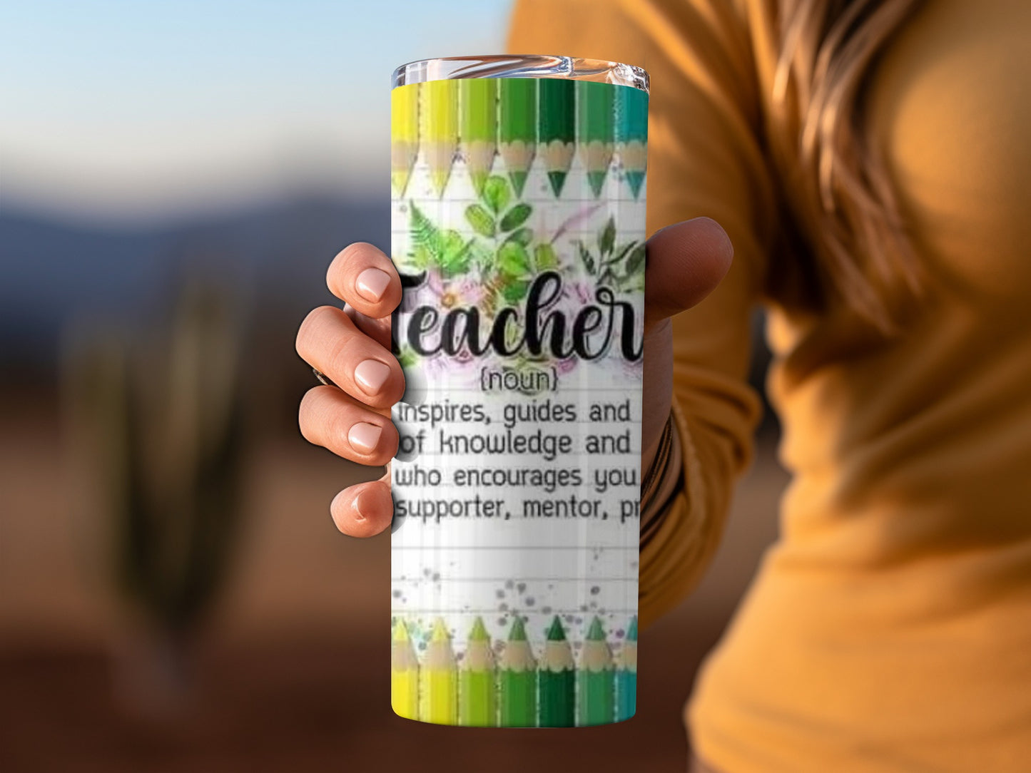 Teacher Definition With Flowers And Pencils Tumblers