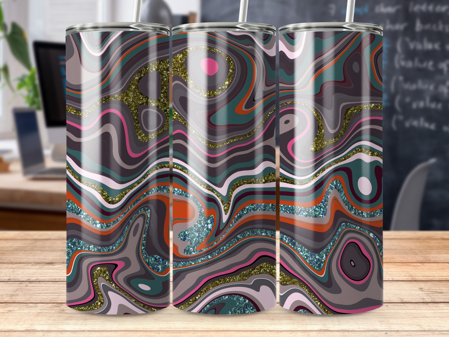 Fluid Abstract Swirls In Earthy Tones Design Tumblers